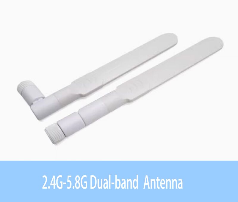 AN1006 Whtie 2.4G/5.8G Dual- band 6db 90 Degree 50ohm Wifi Rubber Antenna With SMA Connector