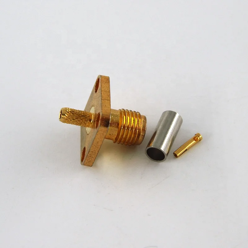 12.4GHz 12.7mm SQ Flange RF coaxial SMA Female Jack Crimp Connector for RG316 RG174 RG188 Cable - Image 4