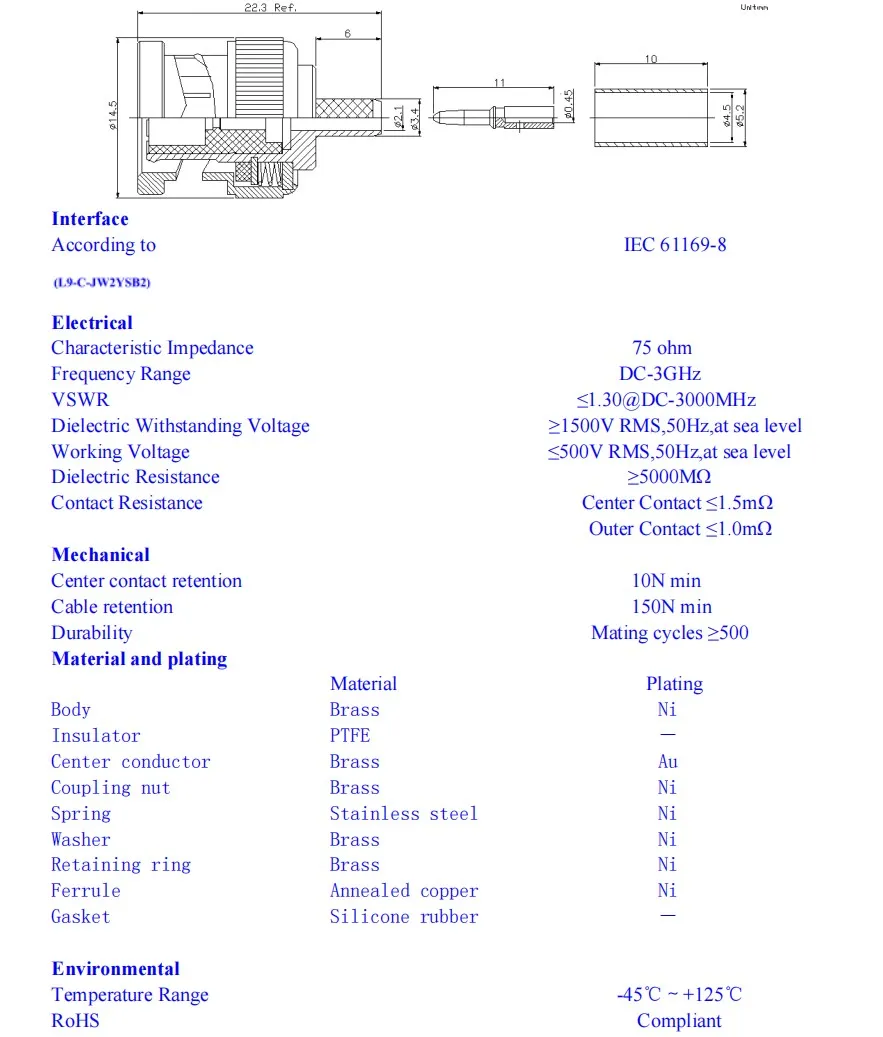 CCTV 75ohm BNC Male Plug Crimp Rf Coaxial Connector for SYV75-2-1 Cable - Image 6