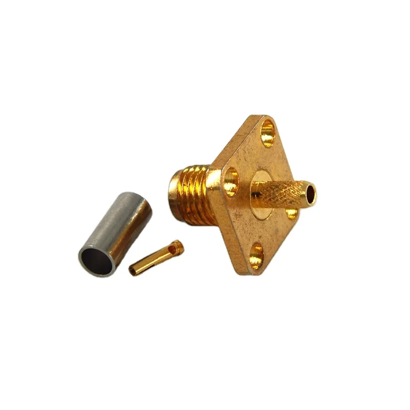 12.4GHz 12.7mm SQ Flange RF coaxial SMA Female Jack Crimp Connector for RG316 RG174 RG188 Cable
