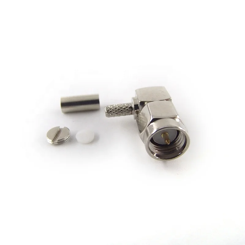 SMA Male Plug Right Angle Crimp RF Coaxial Connector for RG316 RG174 Cable